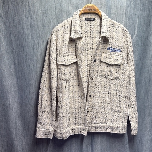 🏴 Dazy tweed jacket “love yourself” size medium - Picture 2 of 9